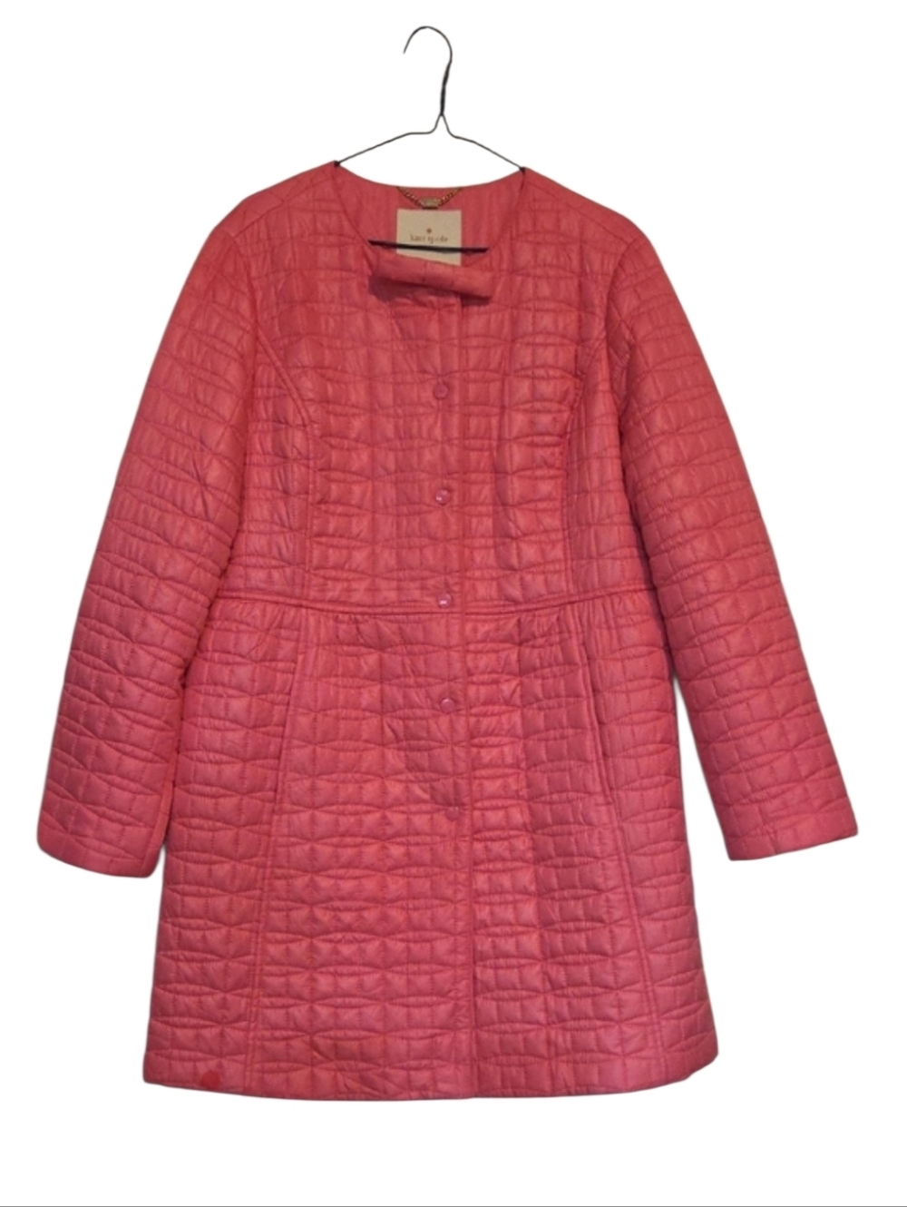 Kate Spade New York Pink Quilted Bow Lady Coat